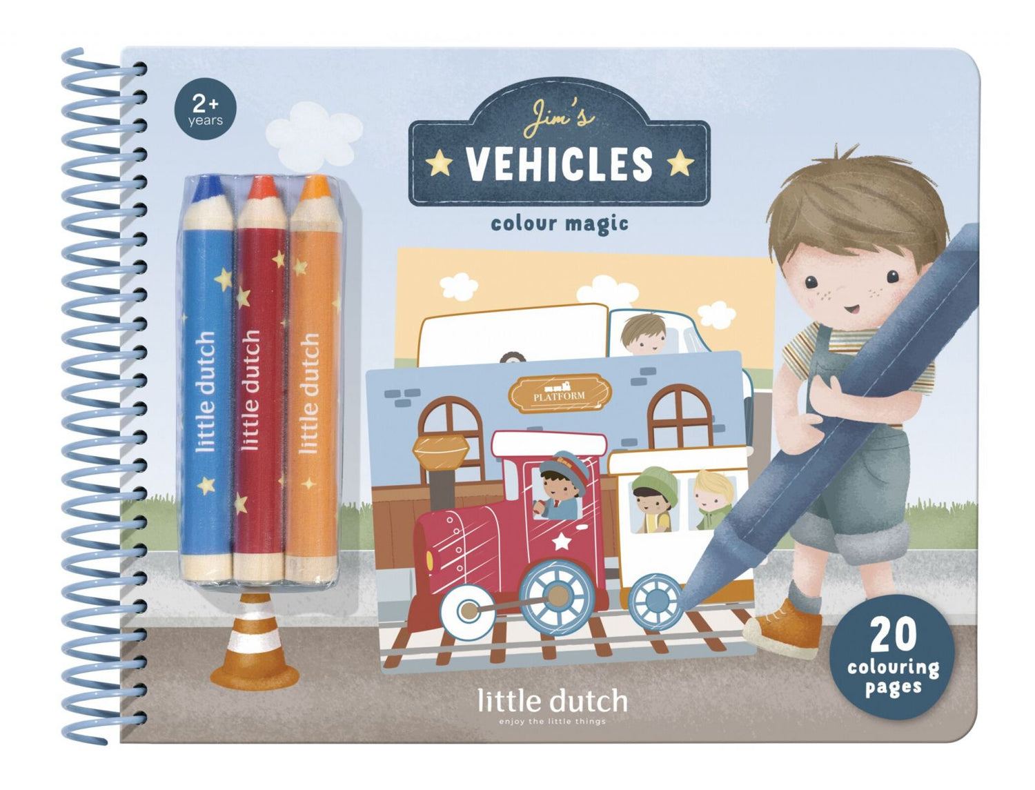 Libro da Colorare Magico Jim's Vehicles Little Dutch