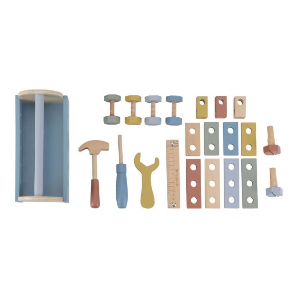 Mini Cassetta degli Attrezzi Little Dutch – Gioco creativo in legno per piccoli costruttori