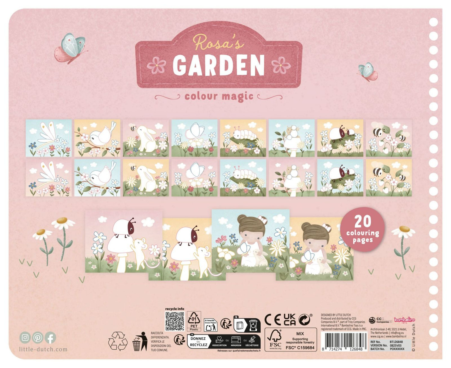Libro da Colorare Magico Rosa's Garden Little Dutch