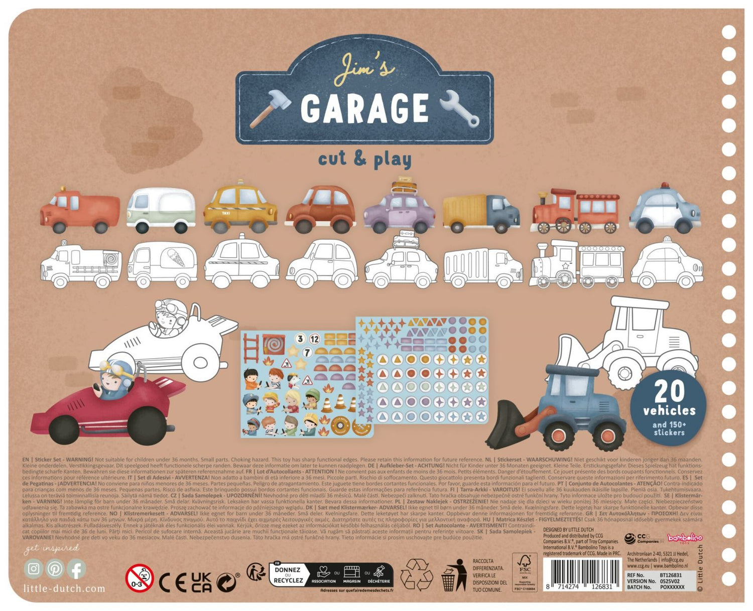 Libro con Forbici Jim's Garage Cut & Play Little Dutch