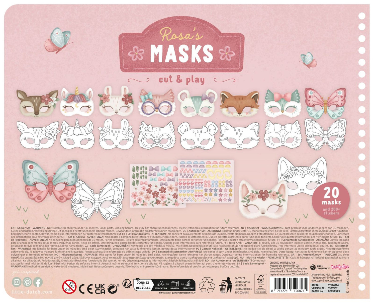 Libro con Forbici Rosa's Masks Cut & Play Little Dutch