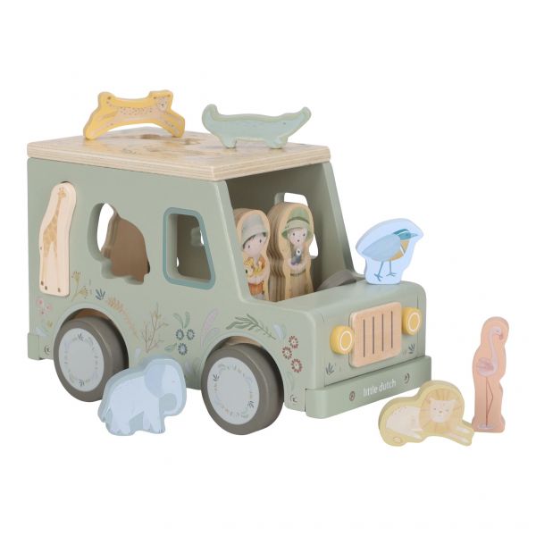 Little Dutch Gioco Incastro Auto Safari Friends FSC | Forme, animali e auto da portare con te