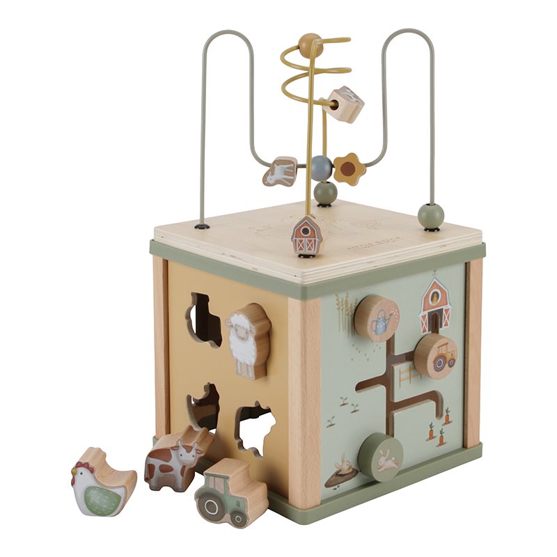 Little Dutch Little Farm Multi-Aktivitätswürfel – Lernspiel zum Entdecken, Anfassen und Lernen