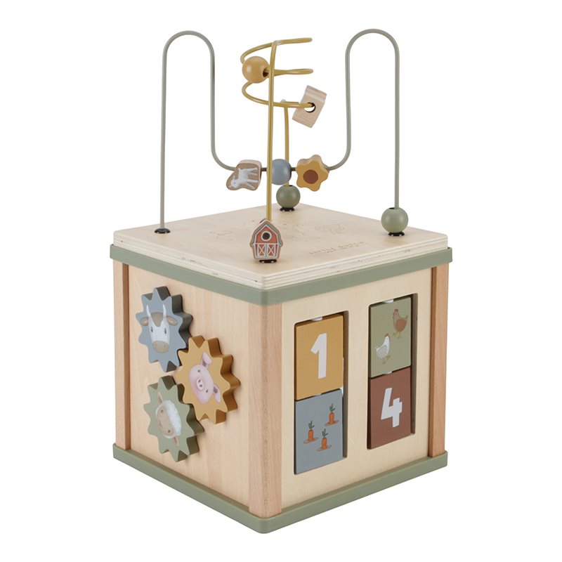 Little Dutch Little Farm Multi-Aktivitätswürfel – Lernspiel zum Entdecken, Anfassen und Lernen