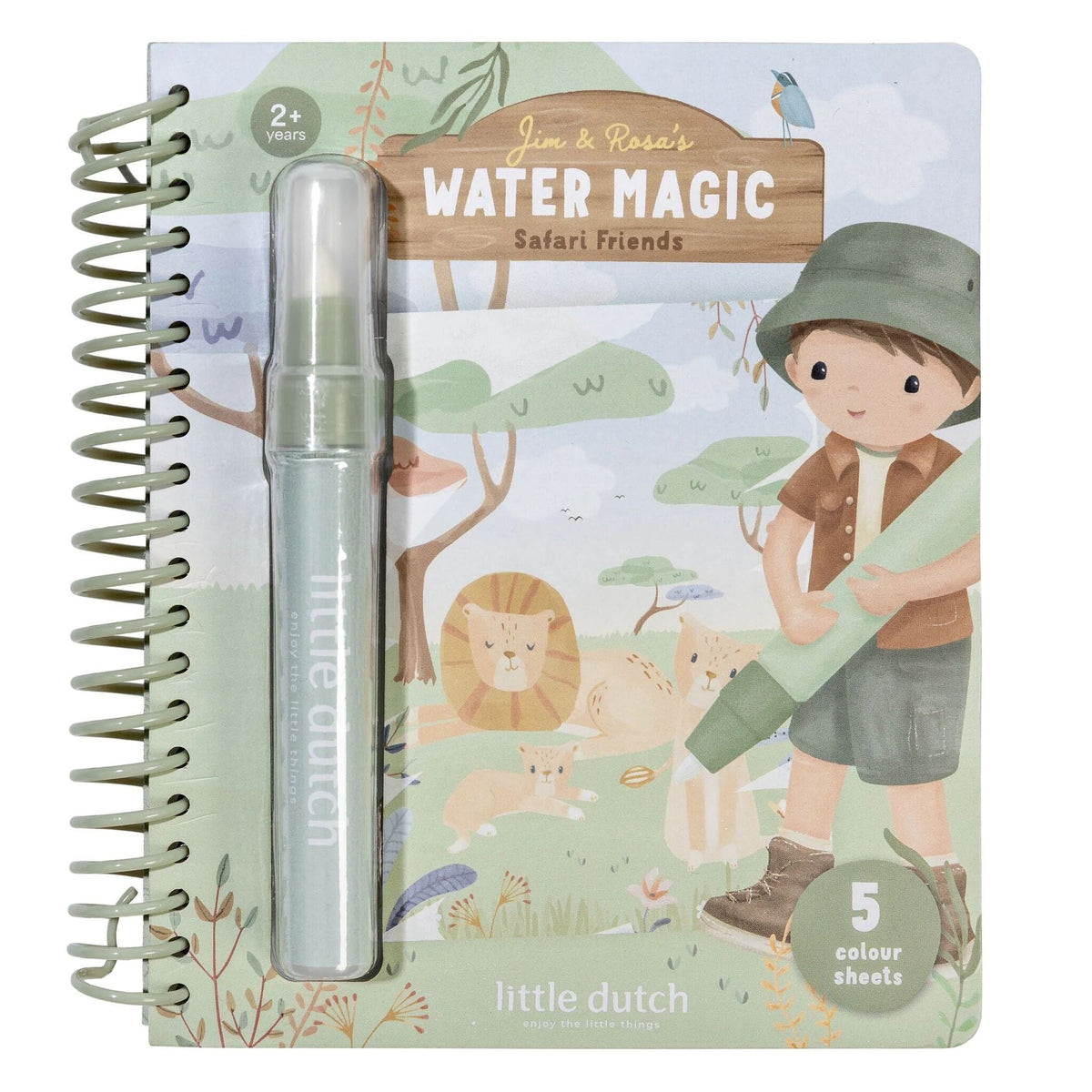 Libro Magico ad Acqua Jim Safari Friends Little Dutch | Colora con l’acqua e scopri la magia del safari