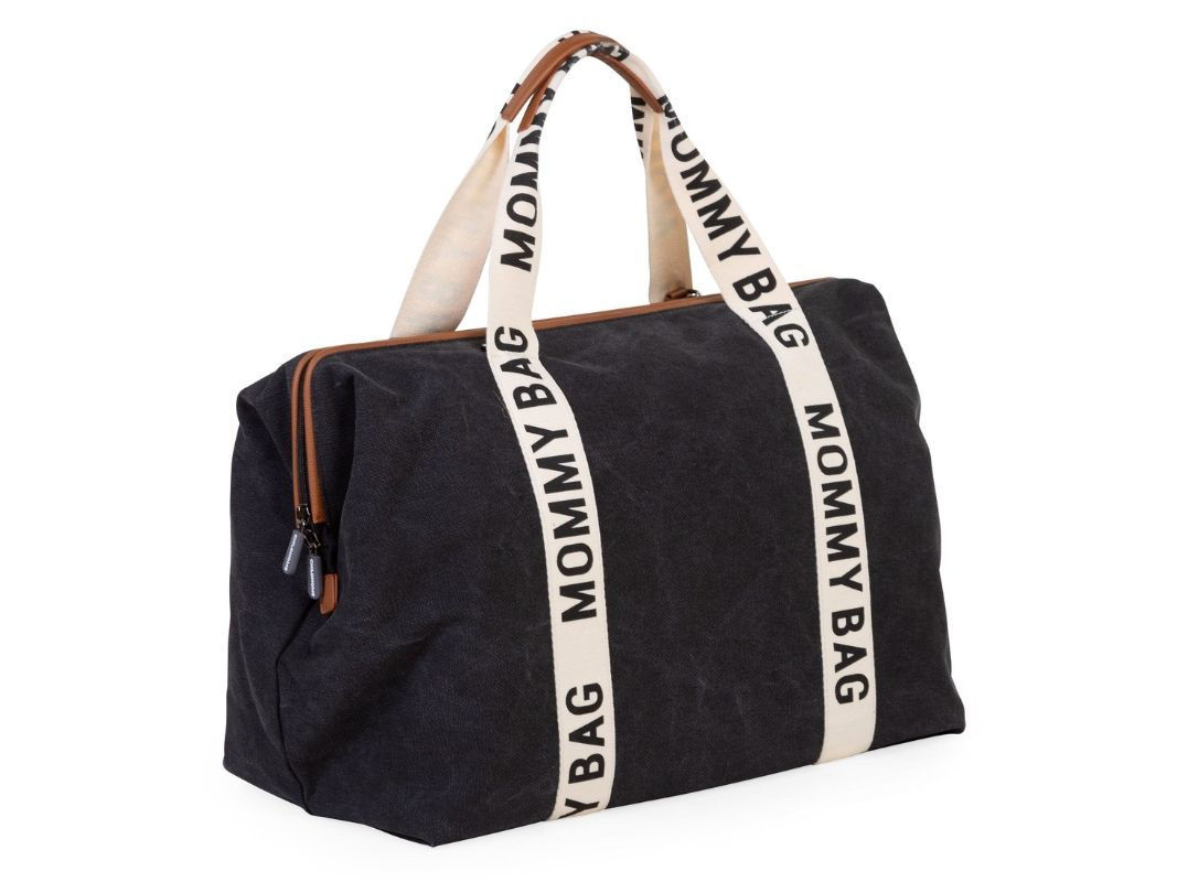 Borsa Mommy Bag Childhome Tela Black | Borsa Maternità Capiente in Canvas Nero per Parto e Cambio Neonato