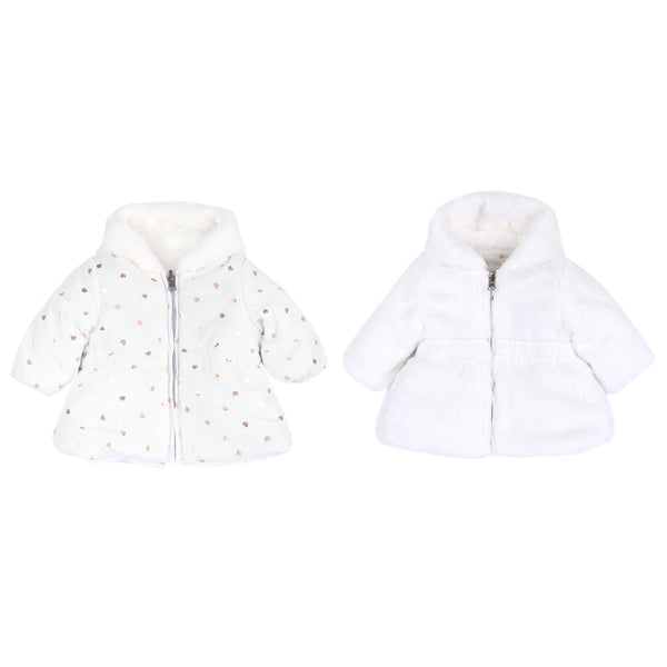Giacca Invernale Reversibile Bimba Chicco con Fantasia Cuoricini A/I 2026-27 | Due look in un'unica giacca