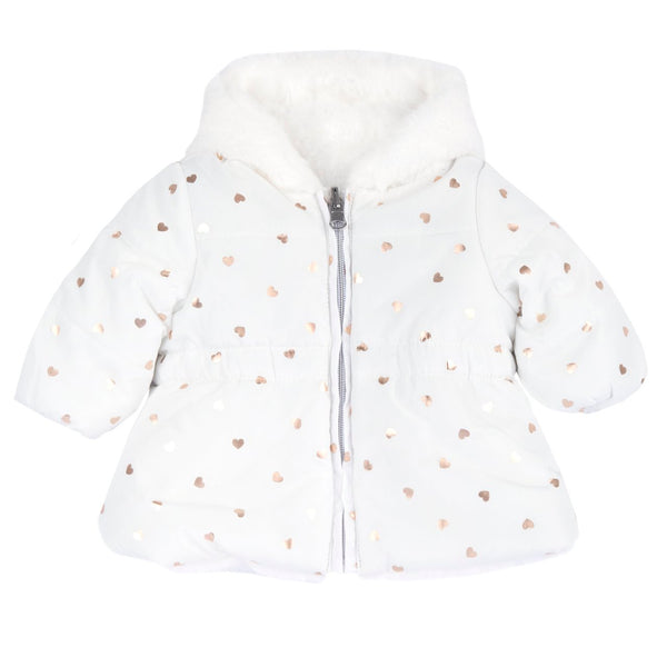 Giacca Invernale Reversibile Bimba Chicco con Fantasia Cuoricini A/I 2026-27 | Due look in un'unica giacca