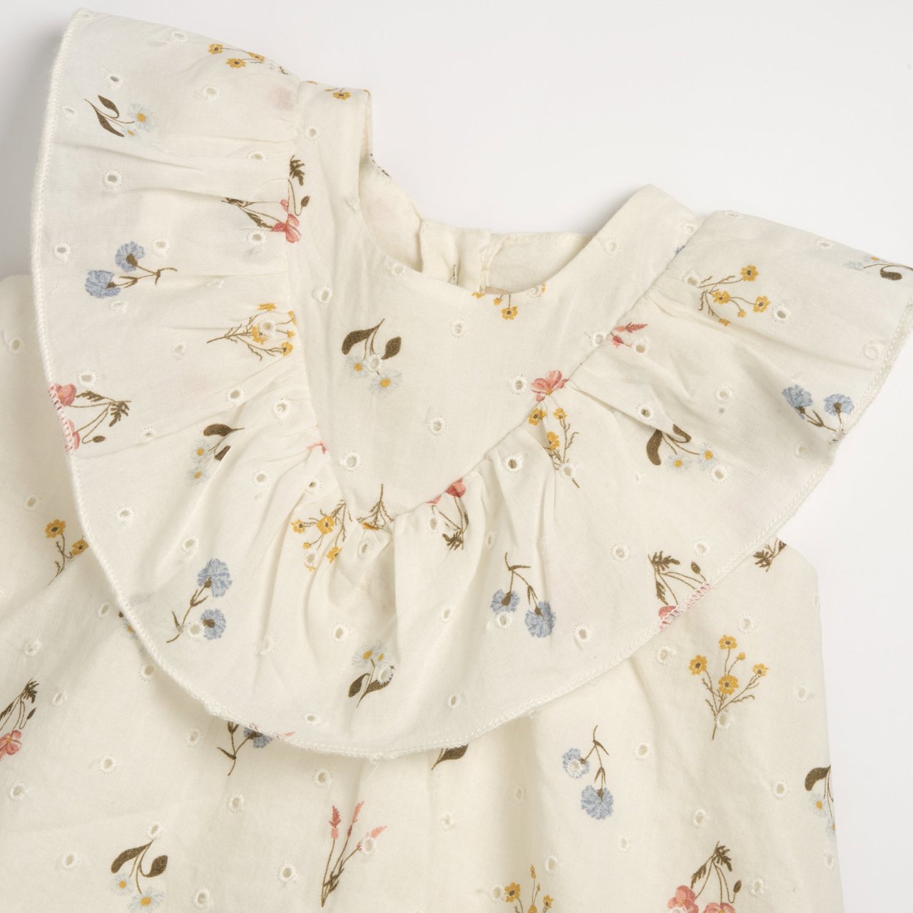 Vestito in Cotone Ricamo Sangallo Chicco | Abitino con Maniche ad Aletta Stampato