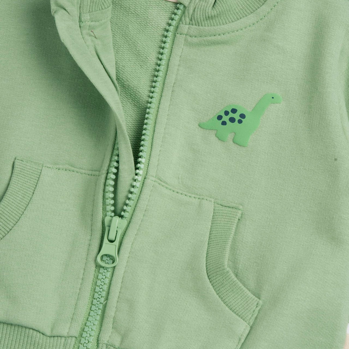Felpa Bimbo con Zip Verde e Stampa Dinosauro Chicco | Un look sportivo per piccoli esploratori