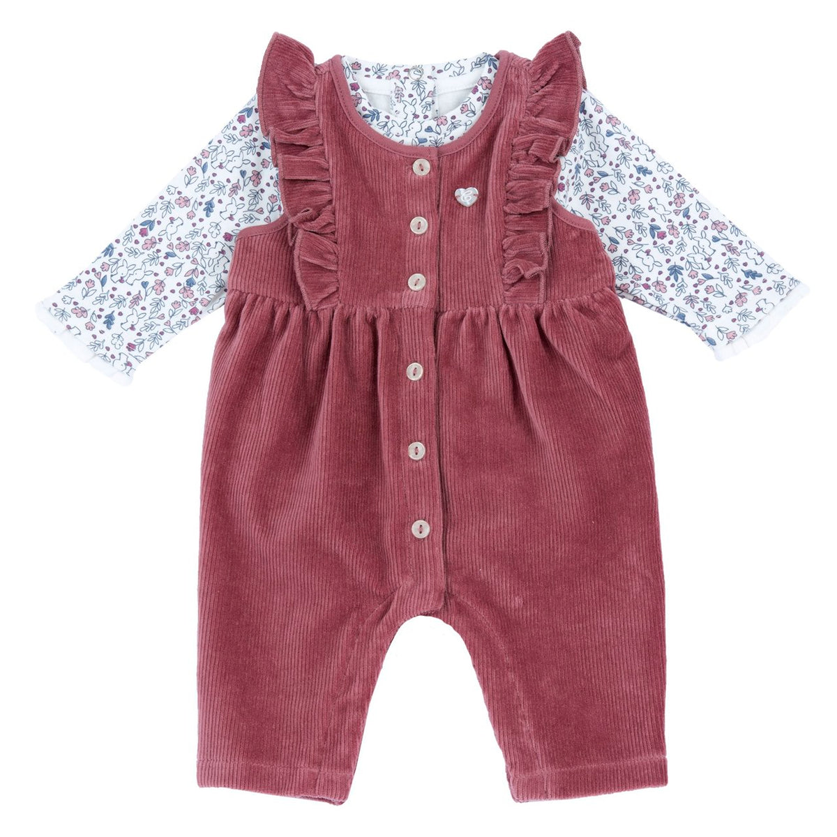 Completo Bimba Chicco Body con Salopette Lunga in Ciniglia Lampone A/I 2026-27