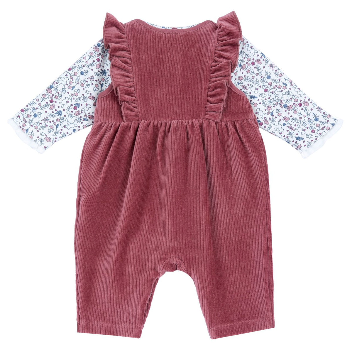 Completo Bimba Chicco Body con Salopette Lunga in Ciniglia Lampone A/I 2026-27