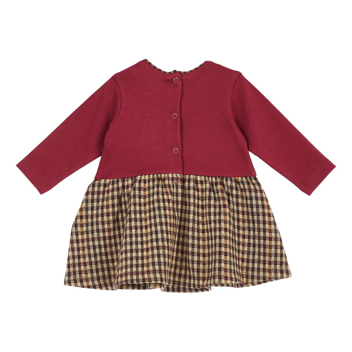 Vestito Bimba Chicco Manica Lunga con Gonna a Maglia Disegno Quadretti A/I 2026-27