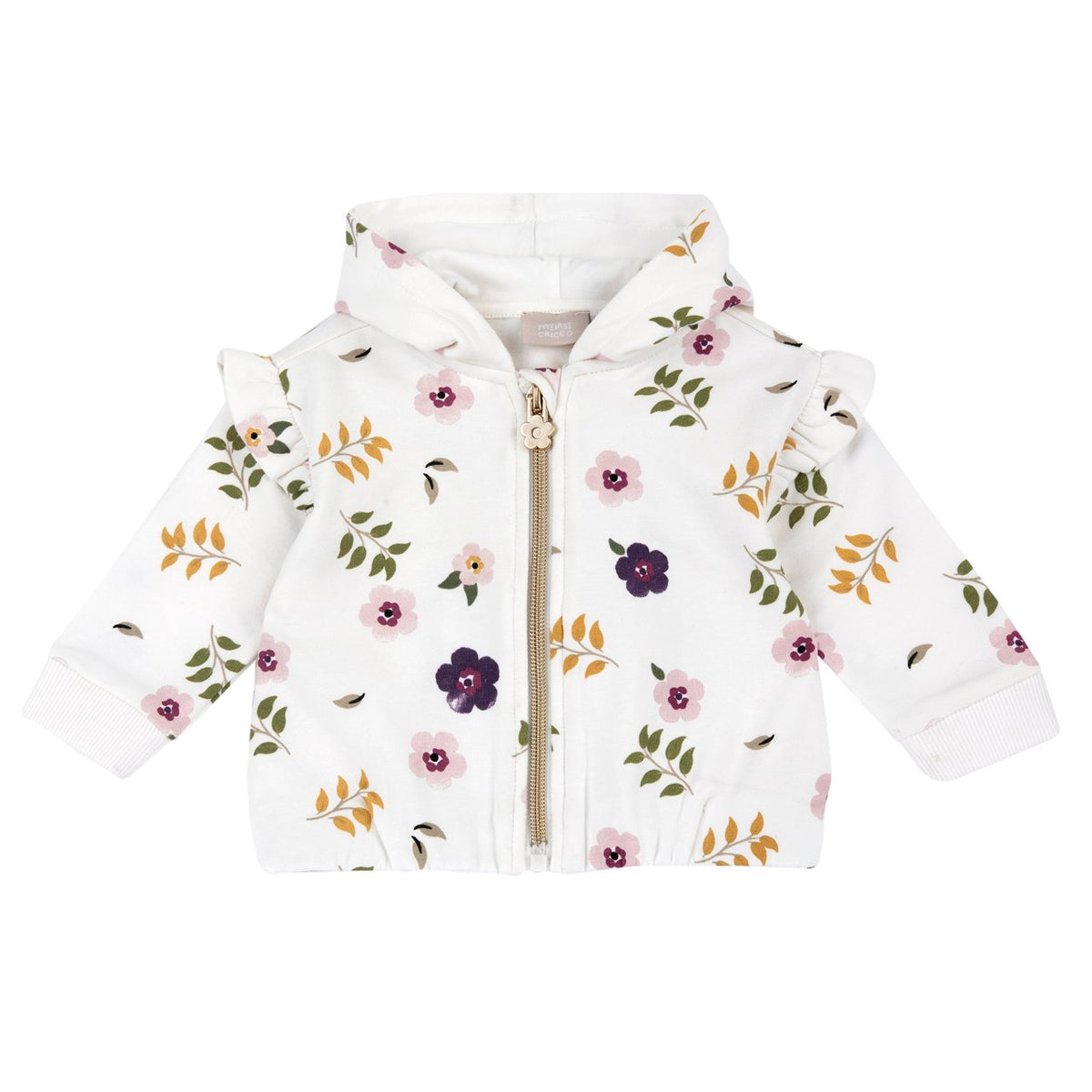 Felpa con Cappuccio e Zip Fantasia Fiori Chicco A/I 2026-27 | Un tocco floreale per le giornate più fresche