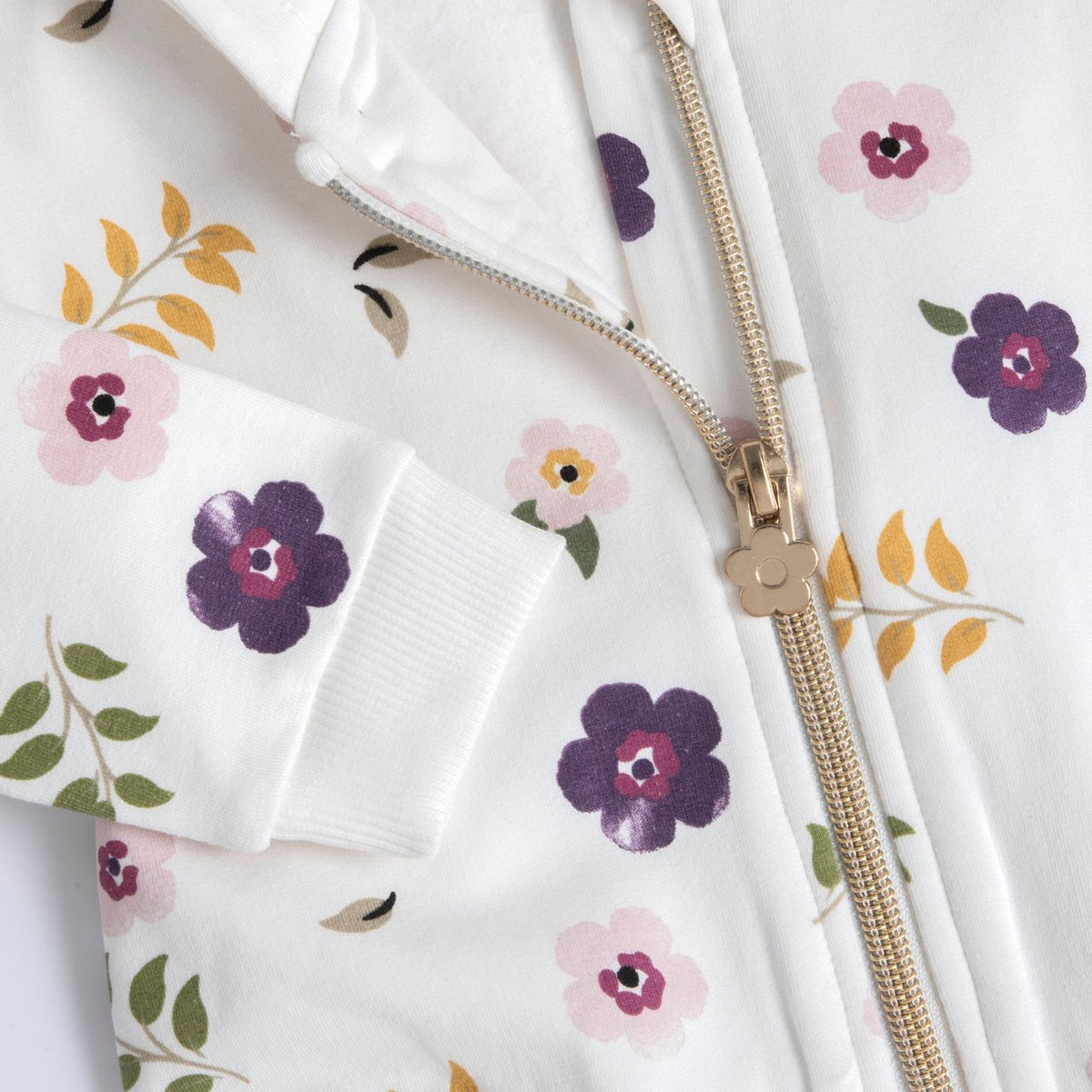 Felpa con Cappuccio e Zip Fantasia Fiori Chicco A/I 2026-27 | Un tocco floreale per le giornate più fresche