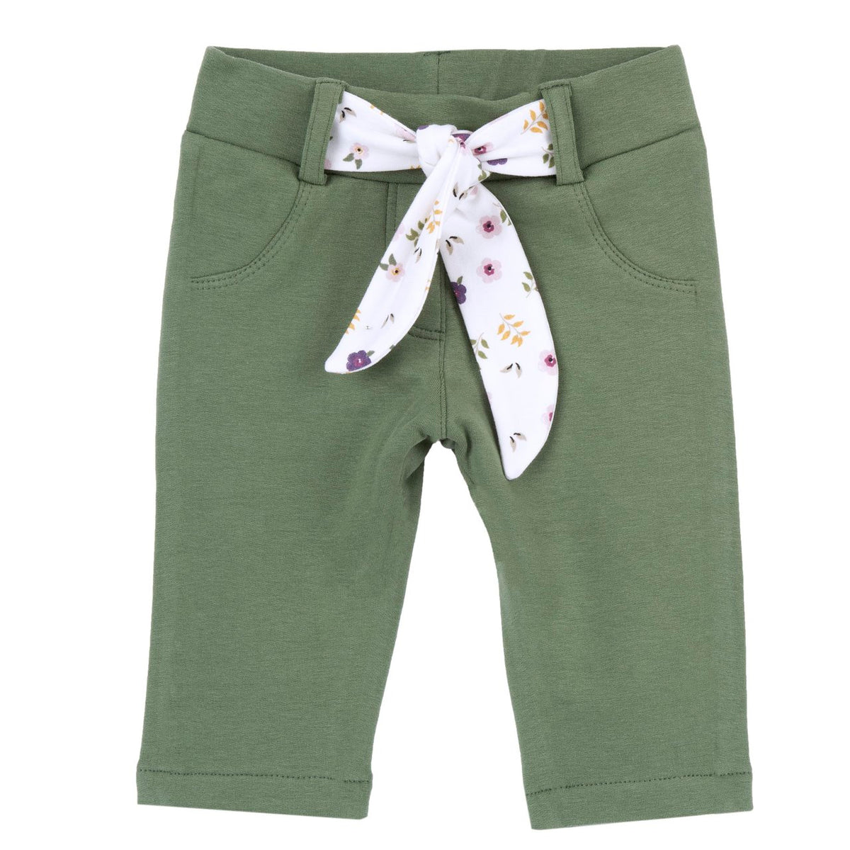 Pantaloni Lunghi Verdi con Fusciacca a Fiorellini Chicco A/I 2026-27 | Un tocco floreale per gli outfit