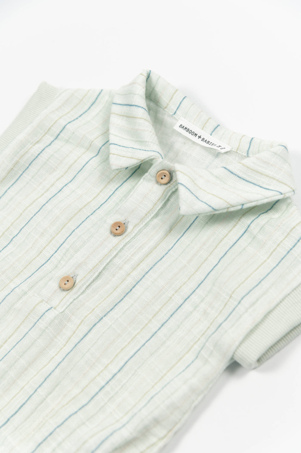 Pagliaccetto Polo Bamboom STRIPE ACQUA 271 | Tutina Estiva Elegante in Fibra di Bamboo