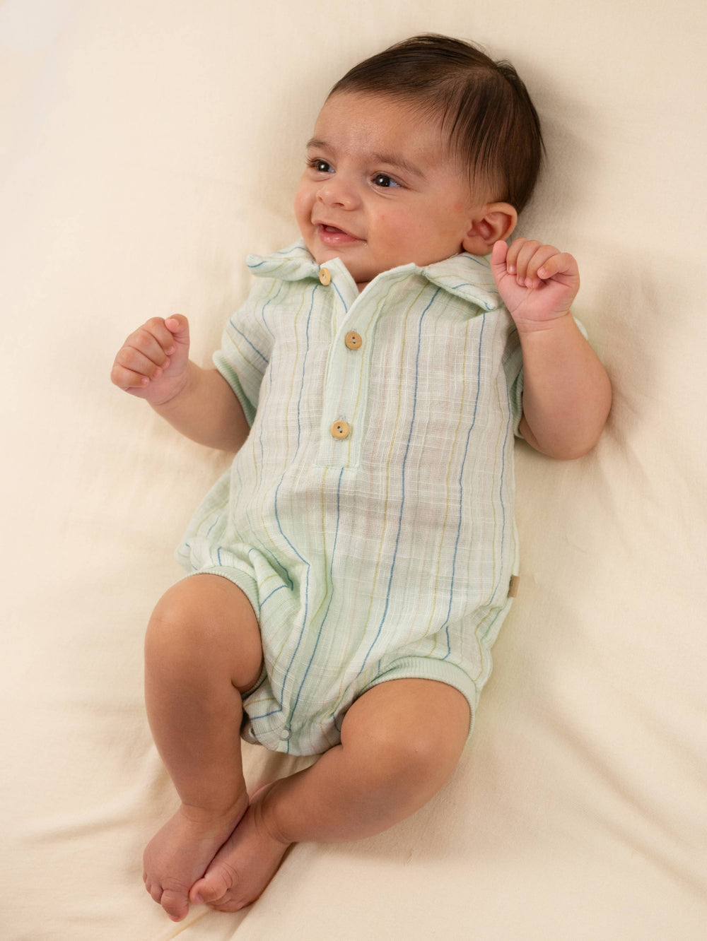 Pagliaccetto Polo Bamboom STRIPE ACQUA 271 | Tutina Estiva Elegante in Fibra di Bamboo