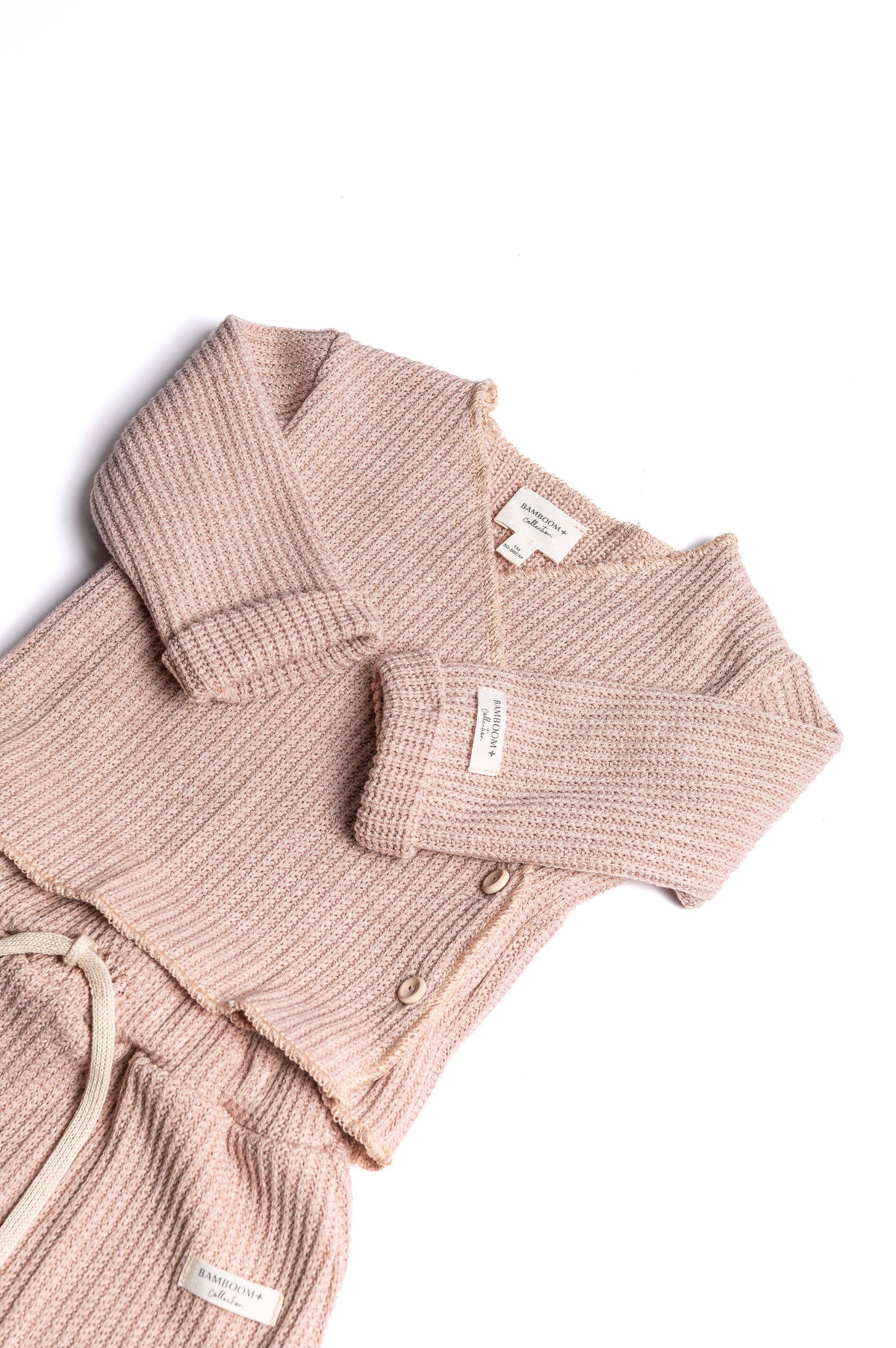Twinset con Apertura Incrociata Bamboom Pink 012 | Completo Neonato Due Pezzi per il Corredino Nascita