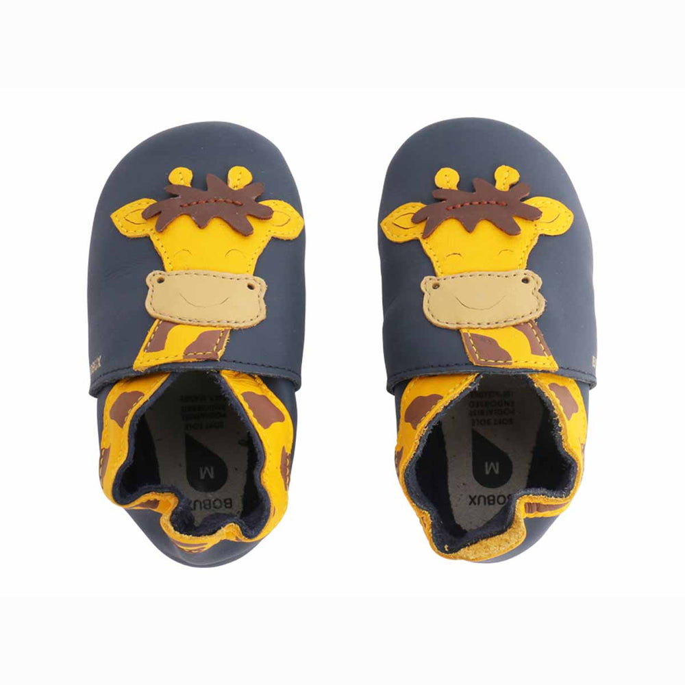 Bobux Soft Sole Girafe Navy | Chaussons Souples Premiers Pas
