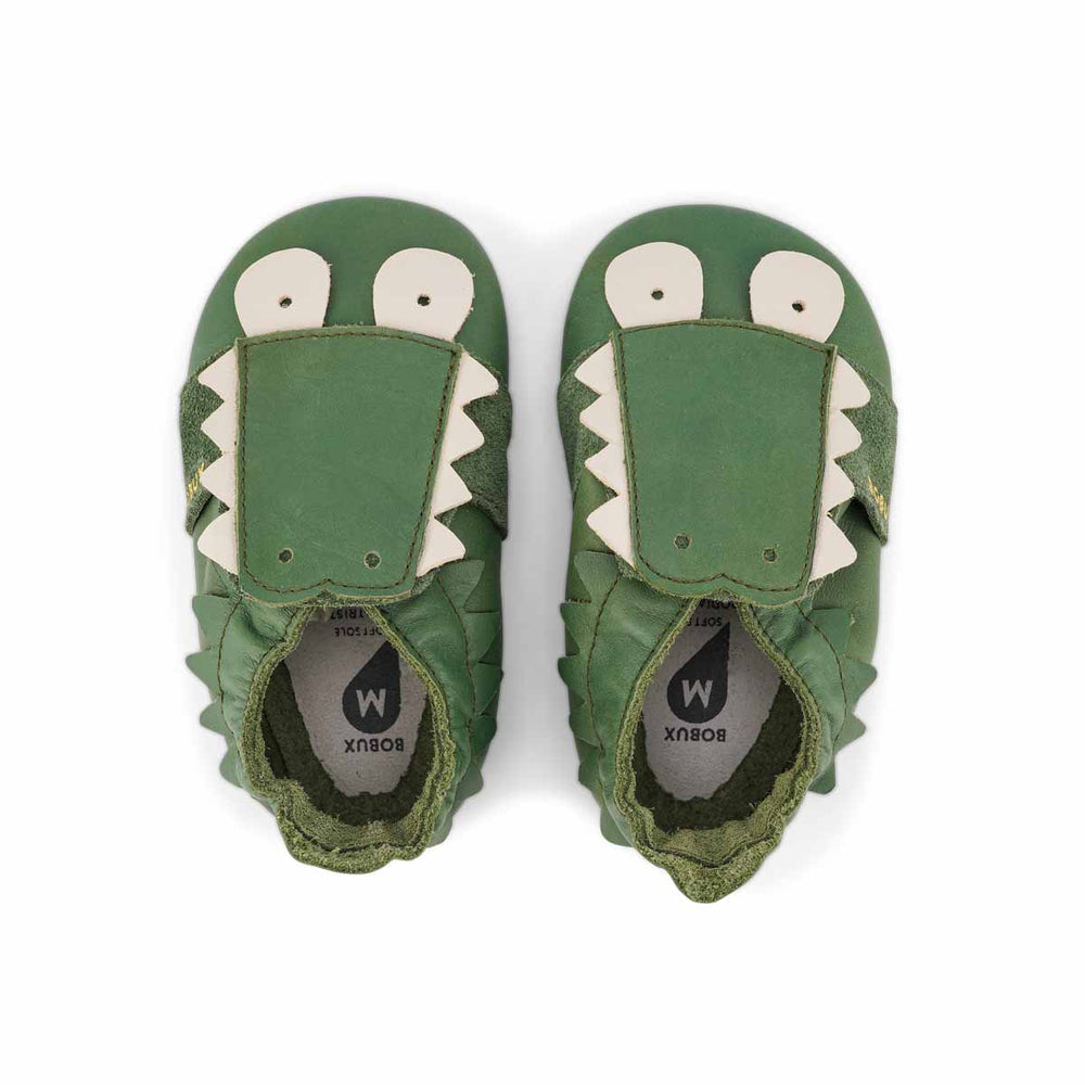 Bobux Soft Sole Snap Olive | Chaussons Souples Premiers Pas