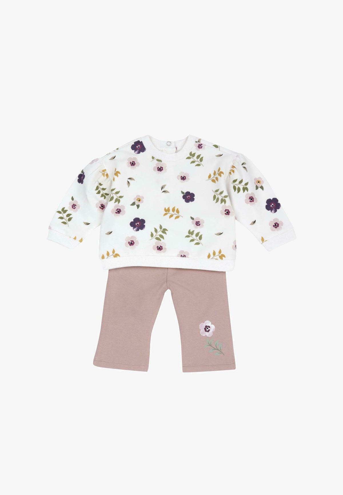 Completo Bimba Chicco Maglioncino Floreale e Pantaloni Rosa Antico A/I 2026-27 | Romantico completo bimba