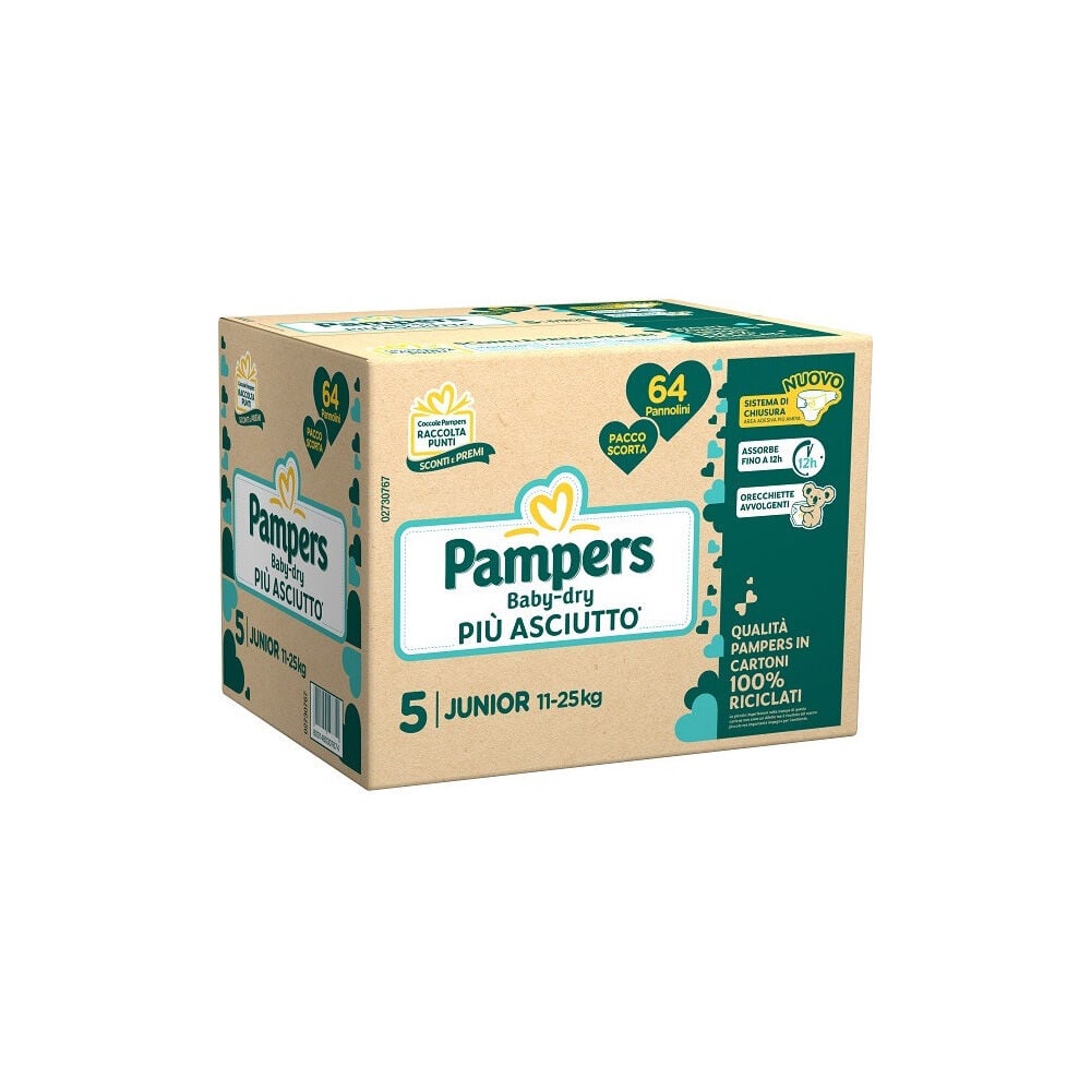 Pampers Baby Dry Taglia 5 Junior Quadripack 64 Pannolini