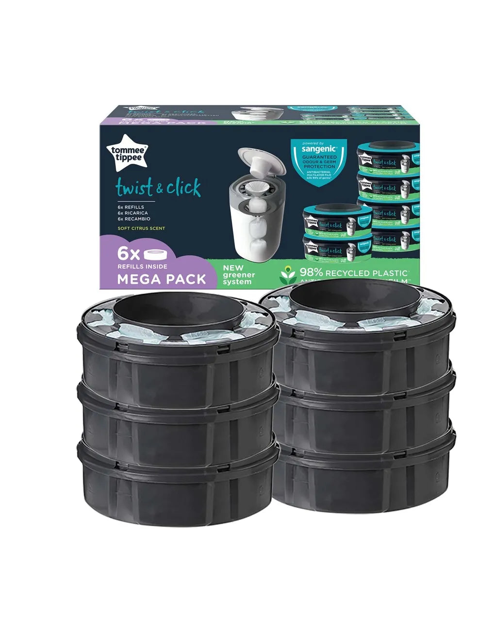 Ricariche Tommee Tippee Twist&Click – Confezione da 6 per igiene continua e controllo totale degli odori