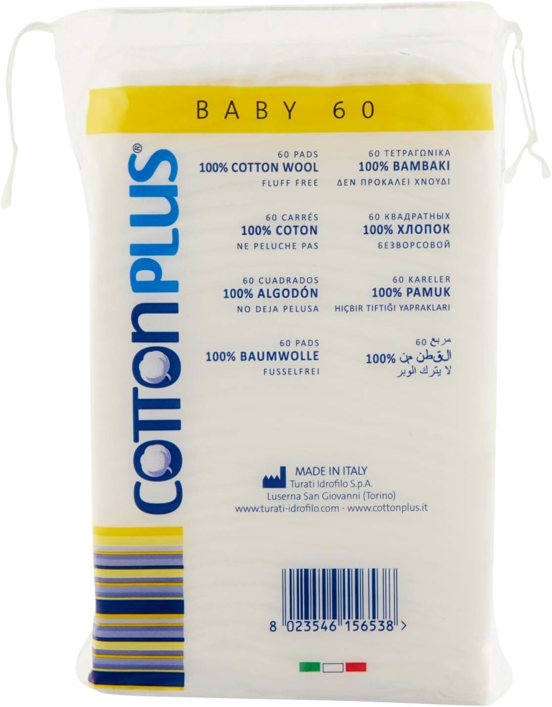 Cotton Plus Quadrotti 100% Cotone – 60 Pezzi | Dischetti Asciutti per Detersione Delicata