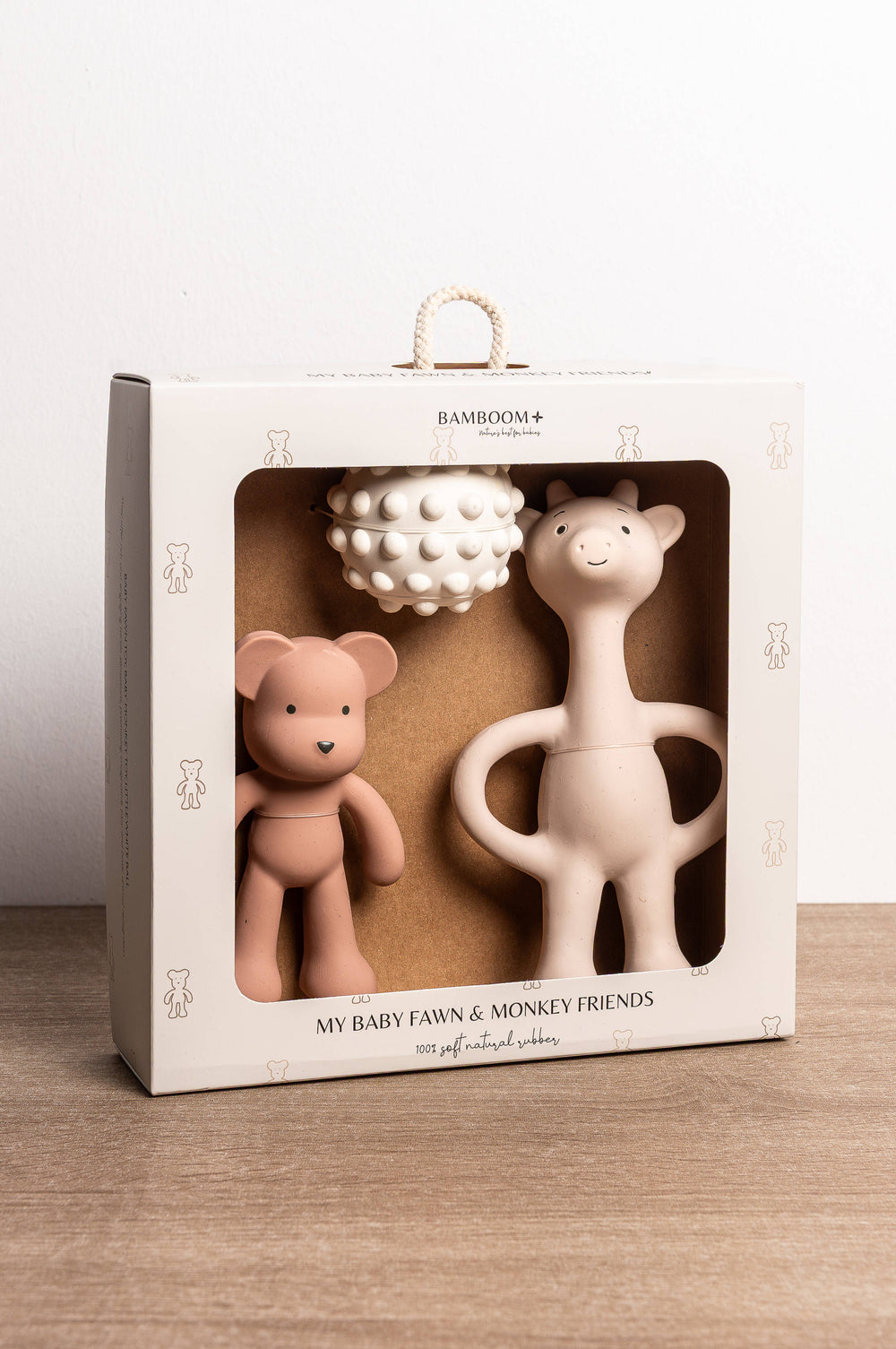 Kit Primi Giochi in Gomma Naturale per la Dentizione Bamboom | Set Giochi Sensoriali e Massaggiagengive Neonato