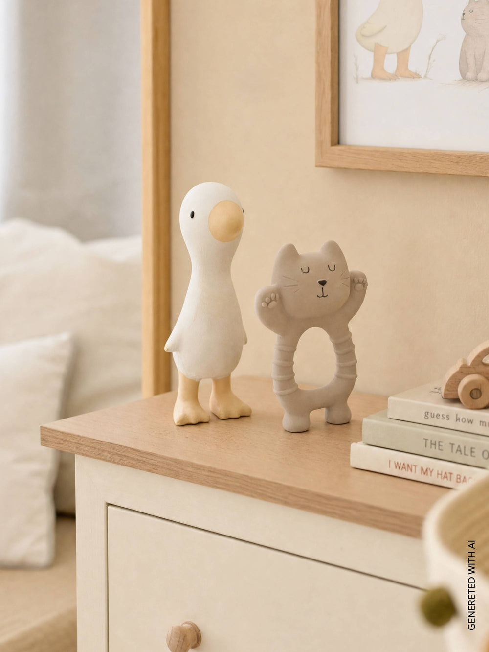 Set in Gomma Naturale Gatto e Papera Bamboom | Set Giochi Sensoriali e Massaggiagengive per Neonato