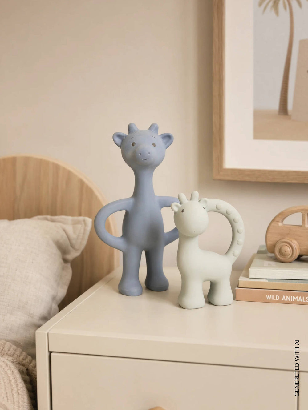 Massaggiagengive Set Coordinato Cerbiatti in Gomma Naturale Bamboom Acqua Blu | Giochi per la Dentizione del Neonato