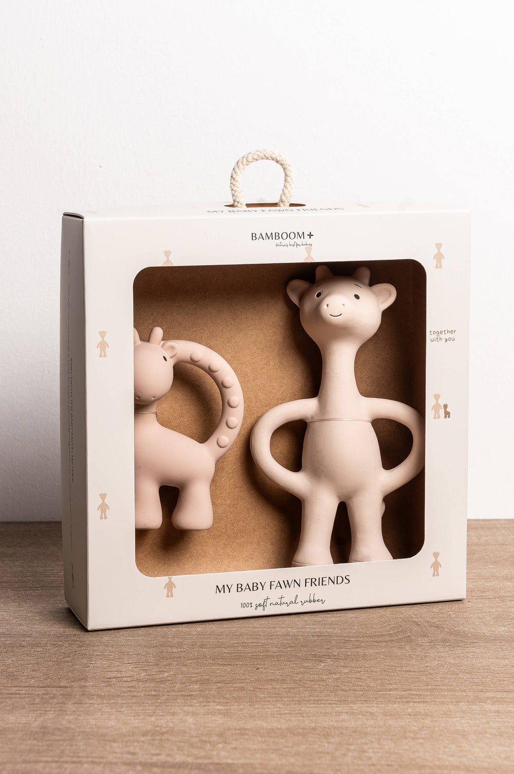Massaggiagengive Set Coordinato Cerbiatti in Gomma Naturale Bamboom Pink Tones | Giochi per la Dentizione del Neonato