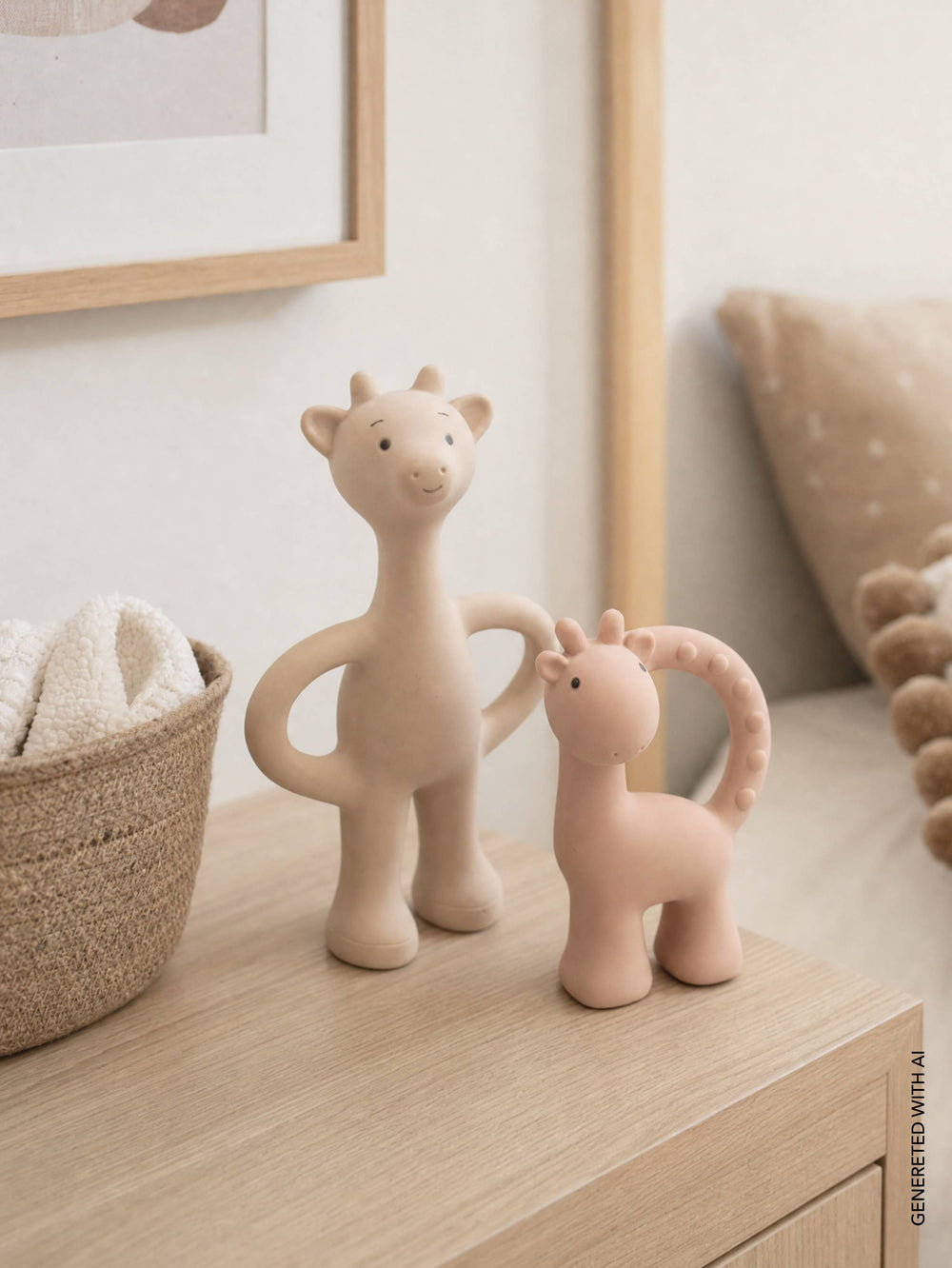 Massaggiagengive Set Coordinato Cerbiatti in Gomma Naturale Bamboom Pink Tones | Giochi per la Dentizione del Neonato