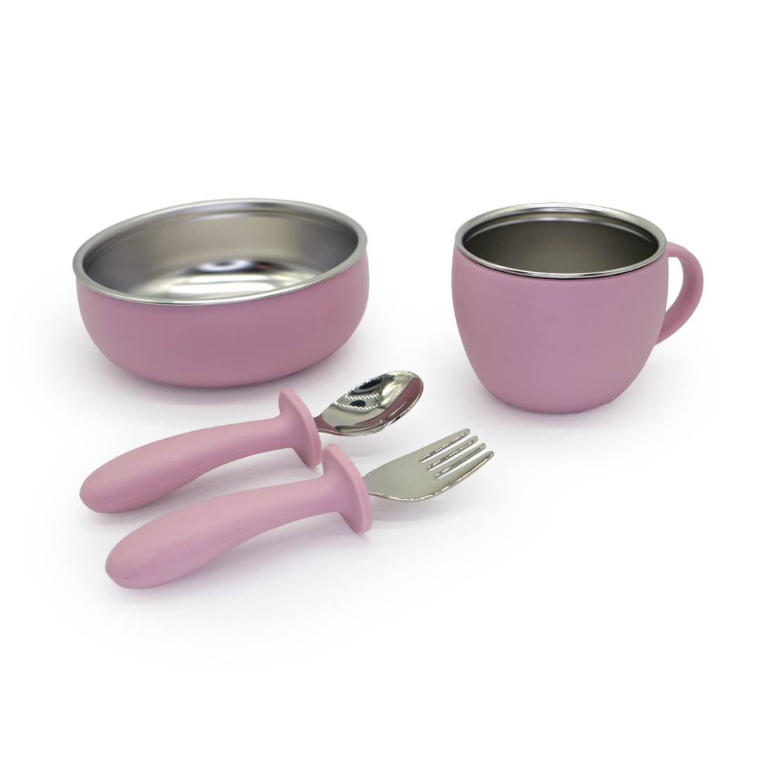 MIZU Baby Taiki Steel – Food Set in Acciaio e Silicone per i primi pasti in autonomia