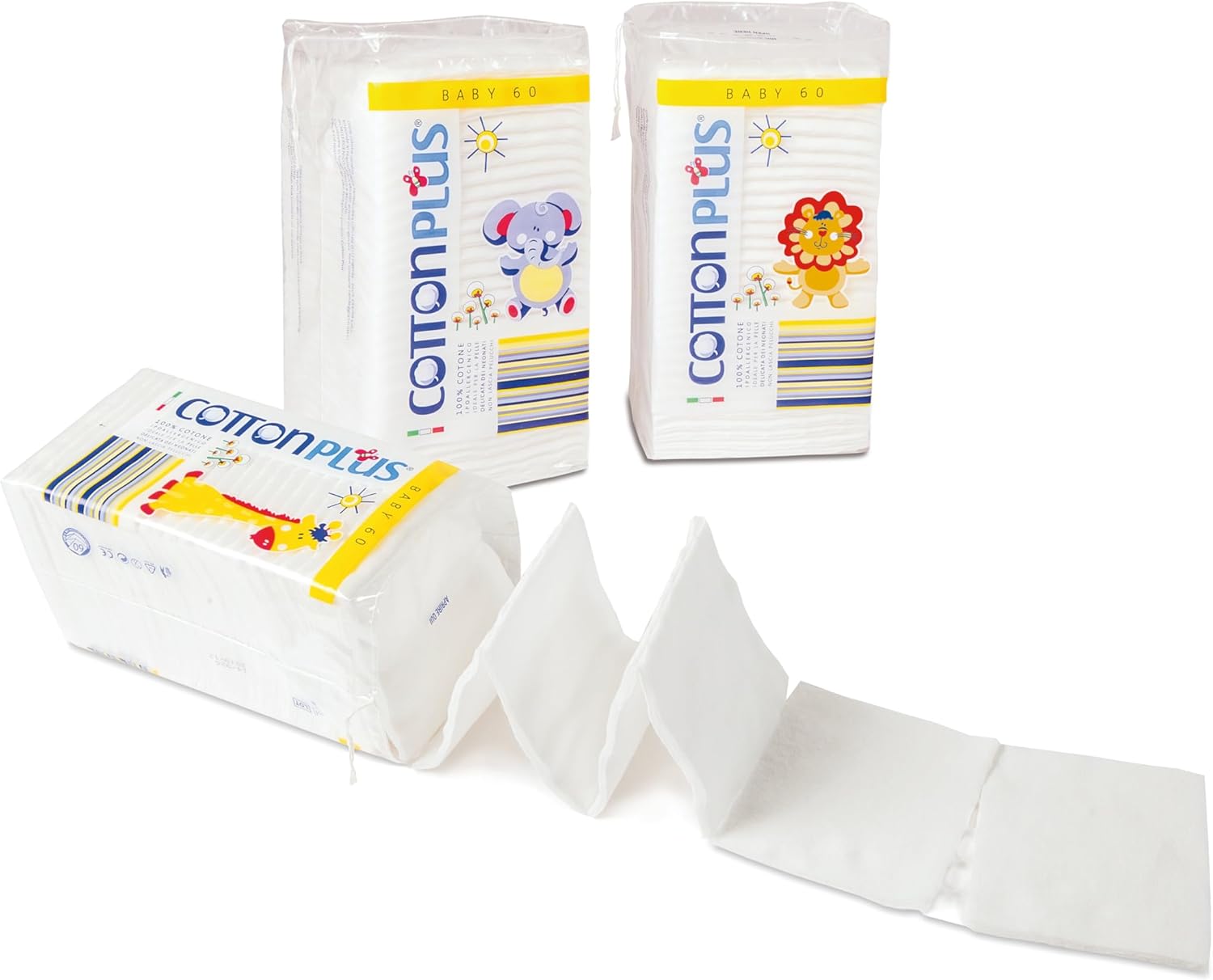 Cotton Plus Quadrotti 100% Cotone – 60 Pezzi | Dischetti Asciutti per Detersione Delicata