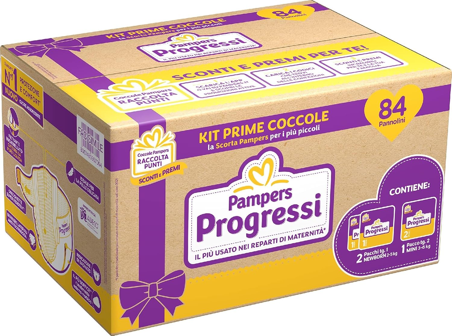 Pampers Progressi Taglia 1 e 2 – Scatola 84 Pannolini | Protezione e Morbidezza dalla Nascita