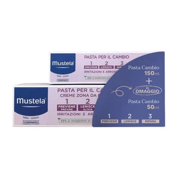 Mustela Bipack Pasta Cambio 1 tubo da 150 ml + 50 ml Omaggio | Protezione e Sollievo ad Ogni Cambio