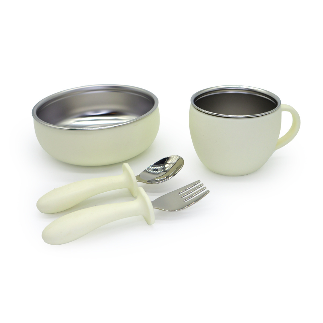 MIZU Baby Taiki Steel – Food Set in Acciaio e Silicone per i primi pasti in autonomia