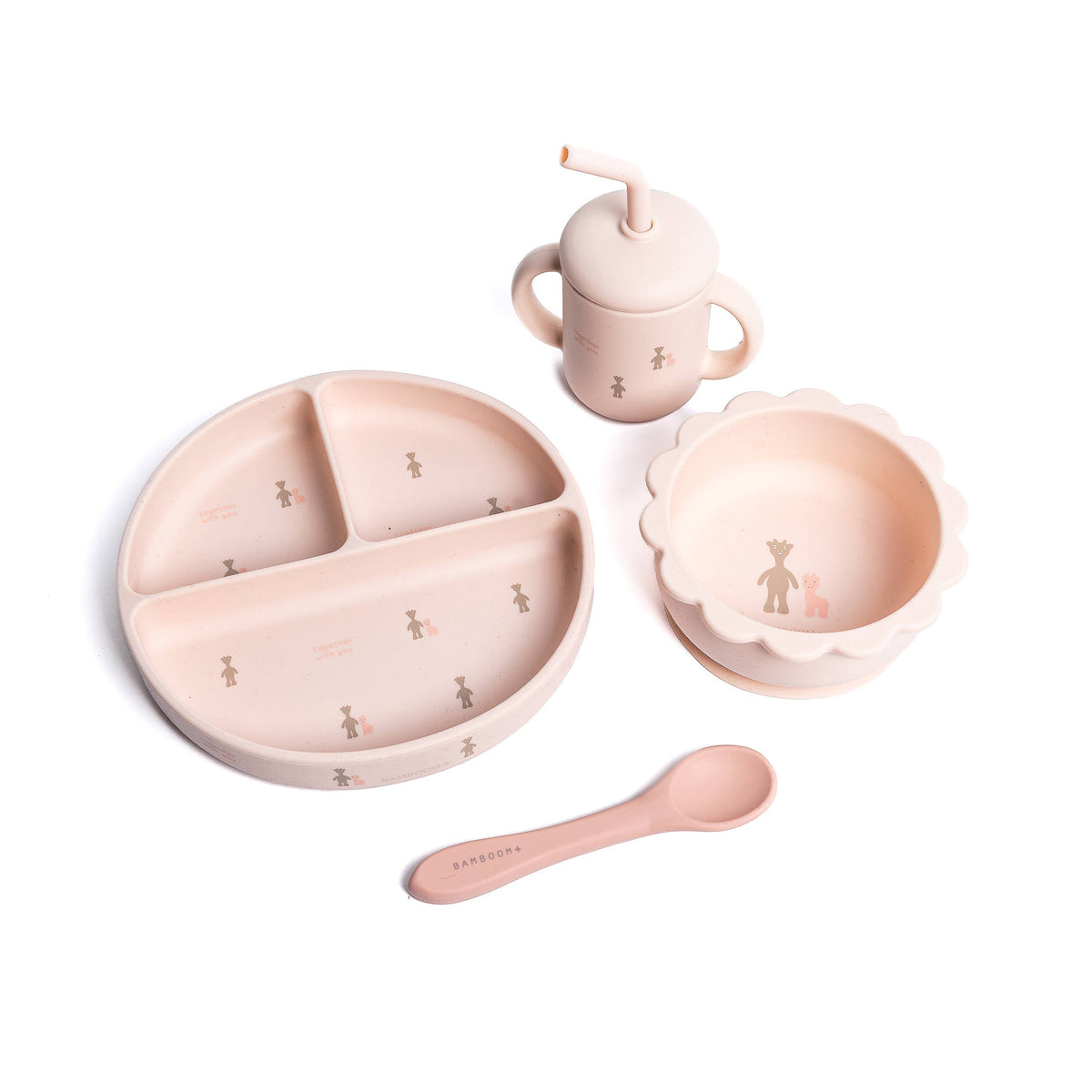 Dinner Set Bamboom Fawn Pink | Set Pappa Bambino per lo Svezzamento e i Primi Pasti