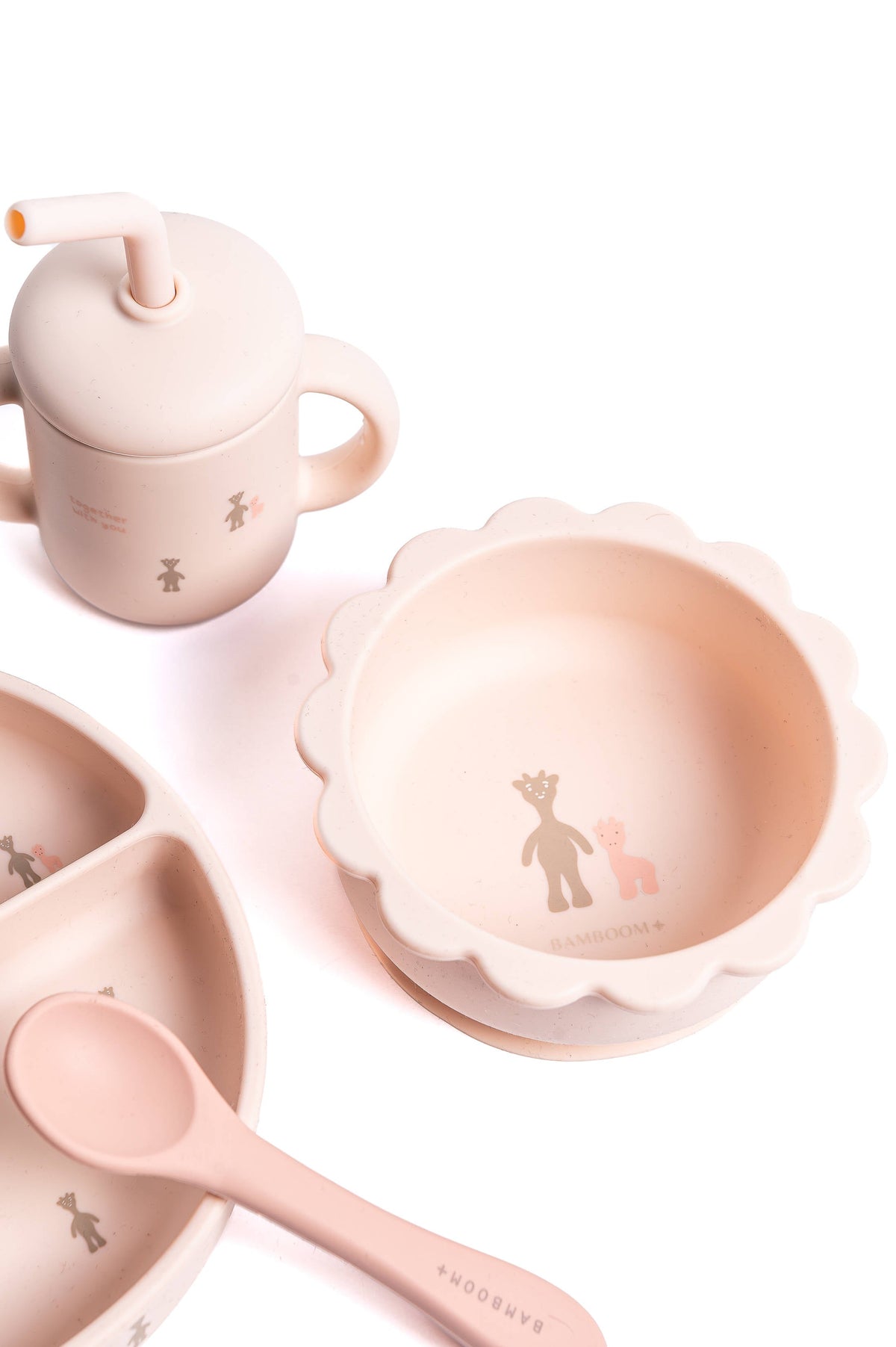 Dinner Set Bamboom Fawn Pink | Set Pappa Bambino per lo Svezzamento e i Primi Pasti