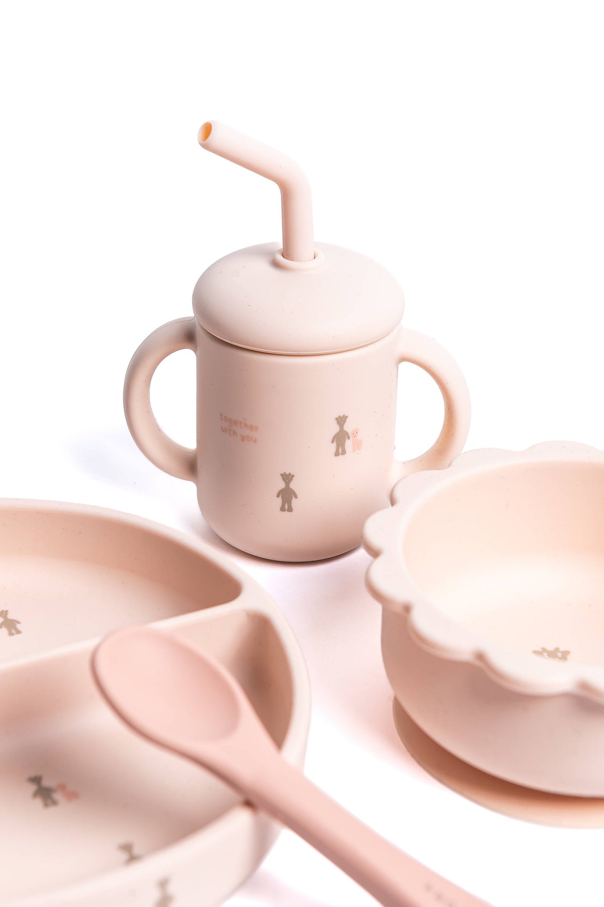 Dinner Set Bamboom Fawn Pink | Set Pappa Bambino per lo Svezzamento e i Primi Pasti