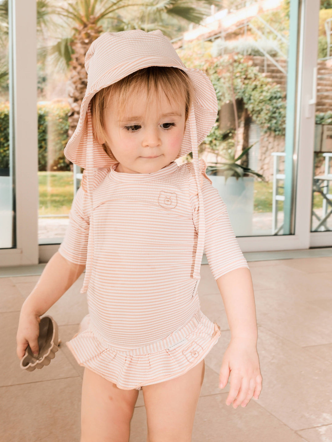 BAMBOOM Costume da Bagno UV50+ Bimba – Pink Stripes Bear 435
