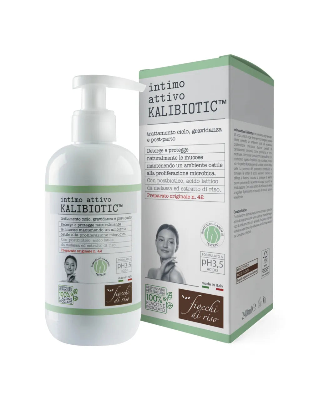 Fiocchi di Riso Intimo Attivo Kalibiotic pH 3.5 – 240 ml | Ideale per Ciclo, Gravidanza e Post-Parto