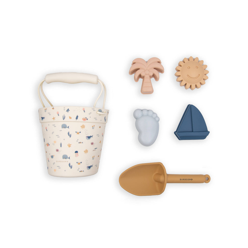 Set Spiaggia in Silicone Bamboom | Giochi da Mare per Bambini con Secchiello e Accessori