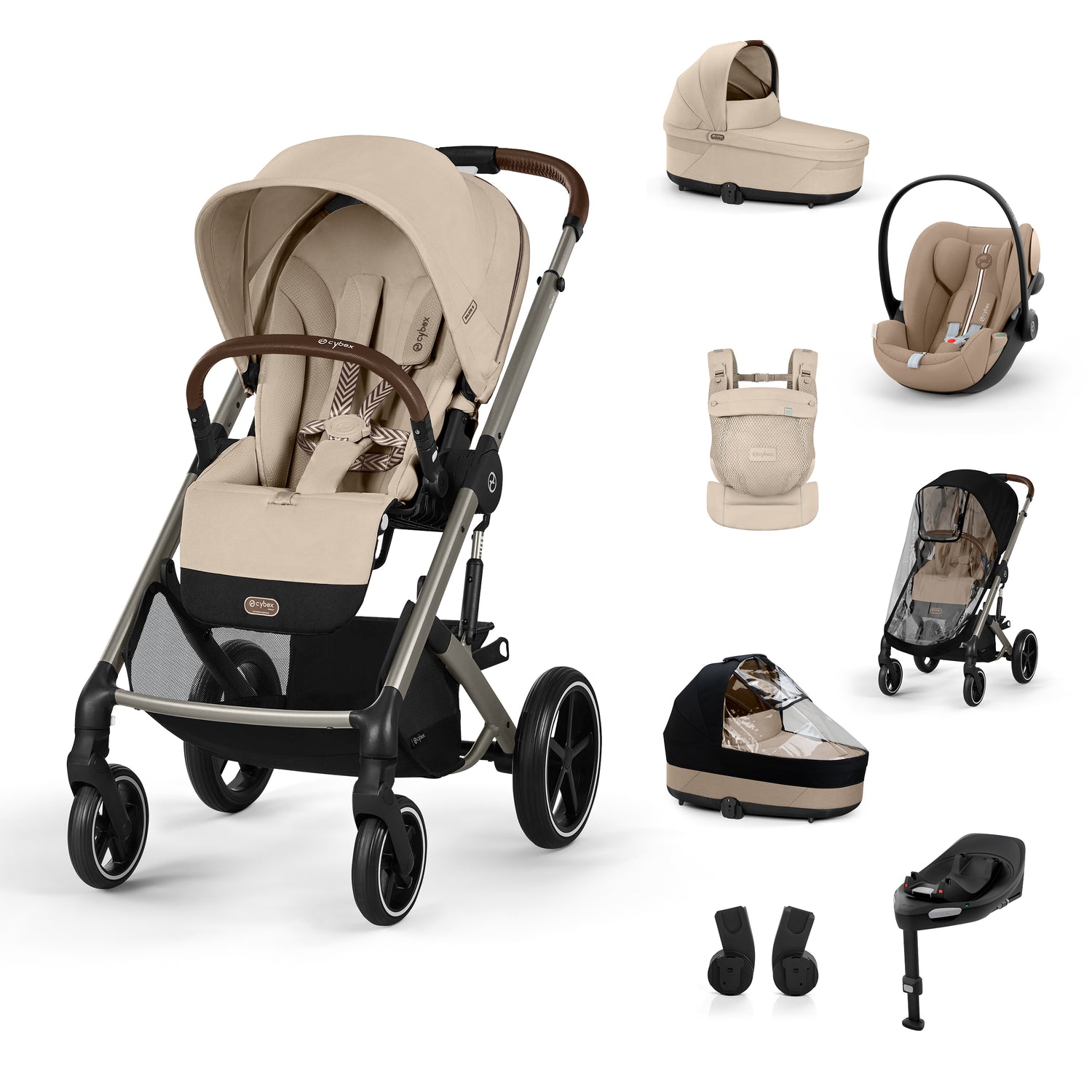 Bundle CYBEX Balios S Lux Ease Plus All Weather | Passeggino + Cot S Lux + Cloud G3 Plus + Base G ISOFIX + Adattatori + Marsupio AMYA