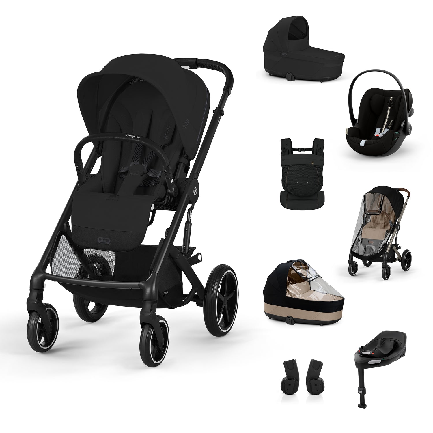 Bundle CYBEX Balios S Lux Ease Plus All Weather | Passeggino + Cot S Lux + Cloud G3 Plus + Base G ISOFIX + Adattatori + Marsupio AMYA