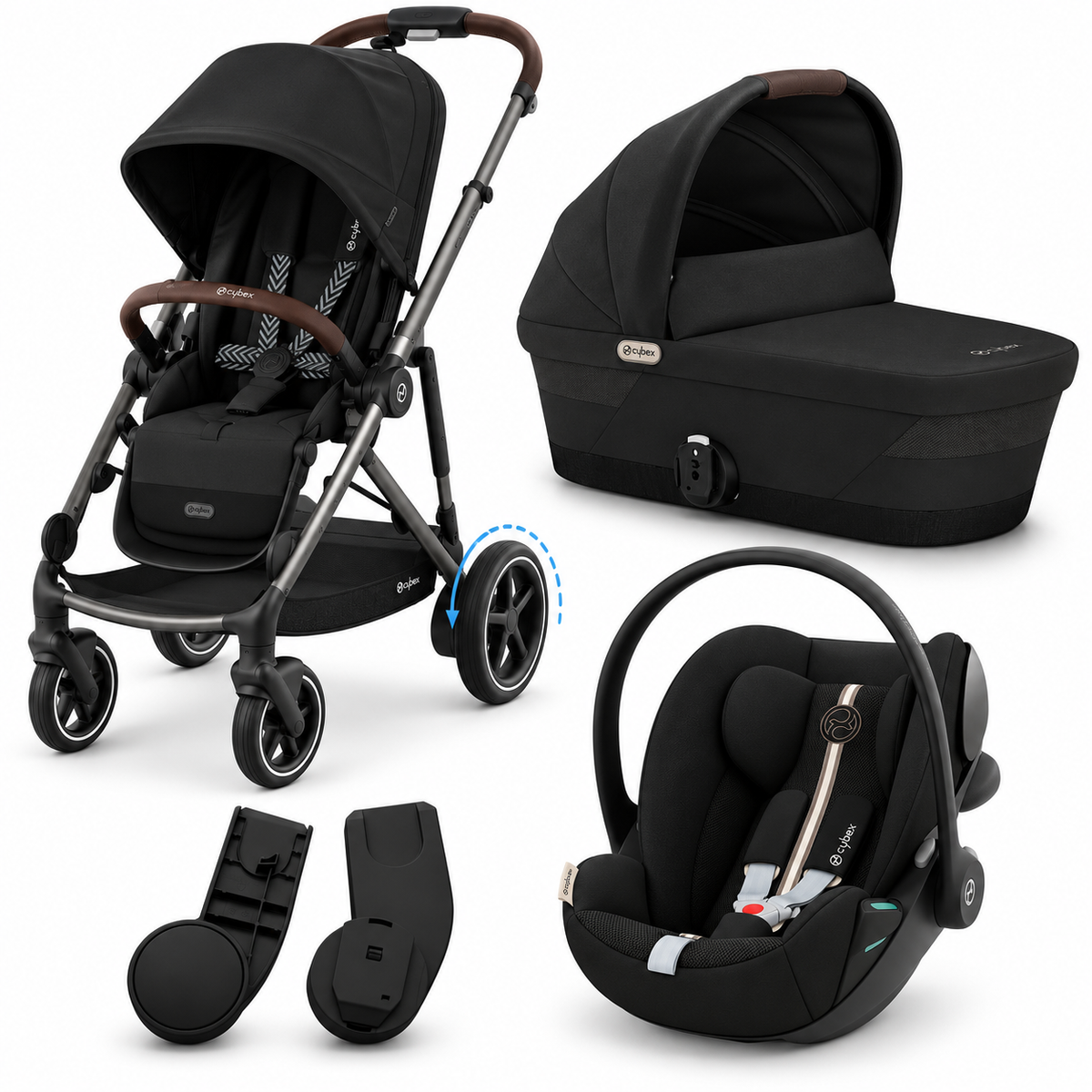 Trio CYBEX e-Gazelle S con Seduta, Navicella, Cloud G3 Plus e Adattatori | Sistema elettrico intelligente che cresce con la famiglia