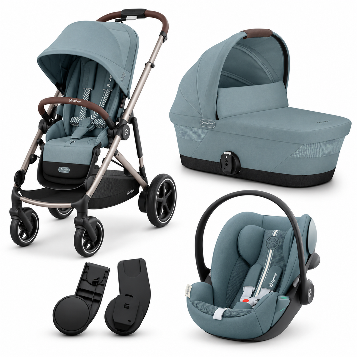 Trio CYBEX e-Gazelle S con Seduta, Navicella, Cloud G3 Plus e Adattatori | Sistema elettrico intelligente che cresce con la famiglia