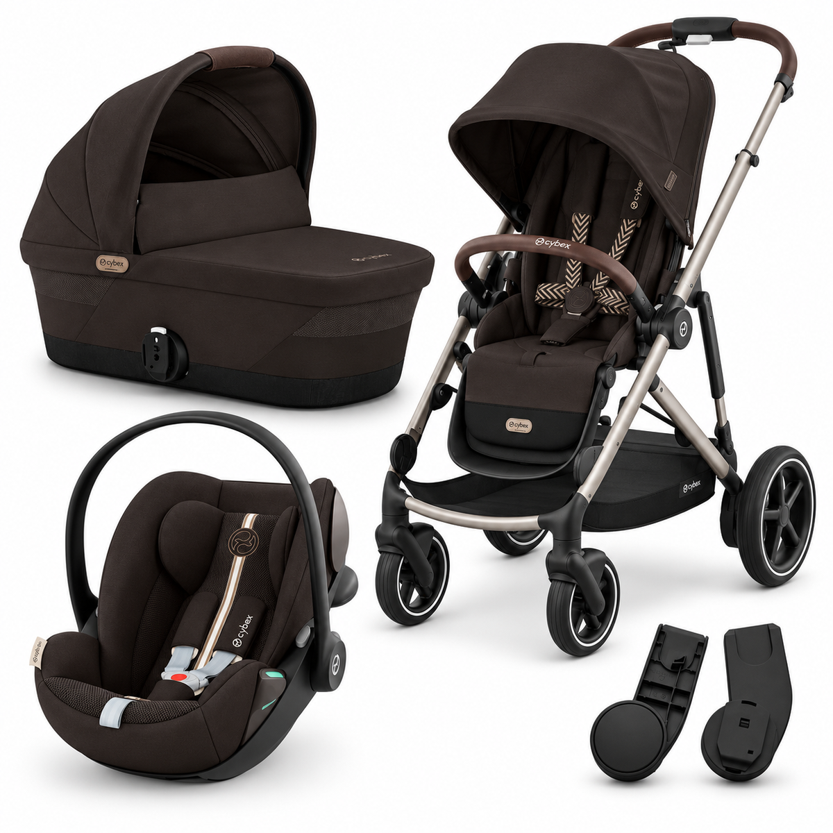 Trio CYBEX e-Gazelle S con Seduta, Navicella, Cloud G3 Plus e Adattatori | Sistema elettrico intelligente che cresce con la famiglia